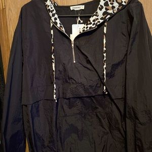 Cheetah print hooded windbreaker